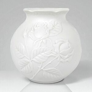Vintage Kaiser Bisque Vase: Embossed Roses, 1980s Porcelain Decor